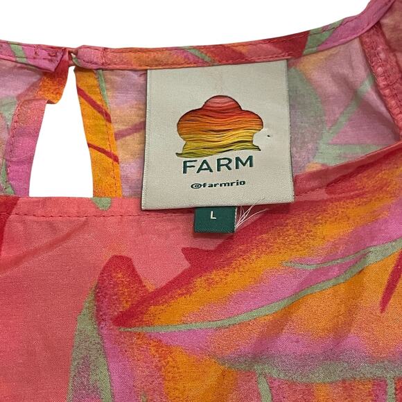 Farm Rio Bright Forest Set | Tropical Ruffle L Top, Smocked M Pants Resort Wear - Picture 8 of 10